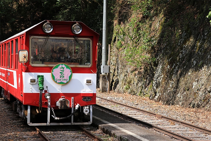 奥泉駅のホーム到着する電車を撮影した写真