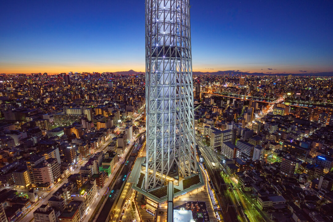 イーストタワーから撮影した東京スカイツリーの写真