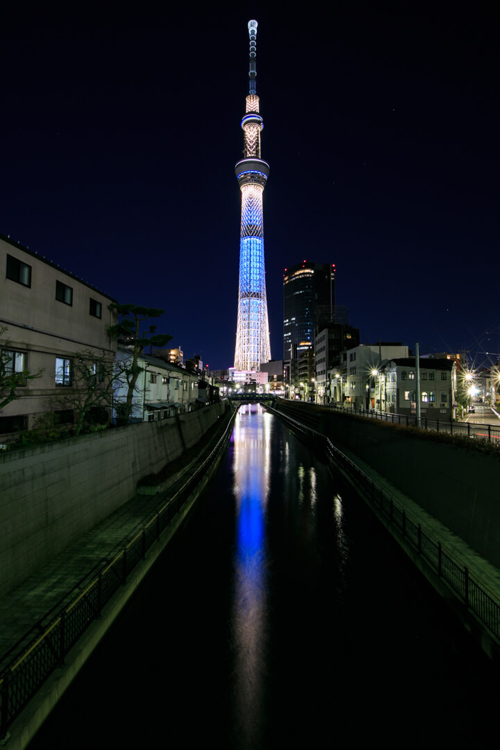 十間橋から撮影した東京スカイツリーの写真