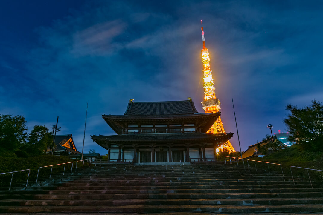 増上寺から撮影した東京タワーの写真
