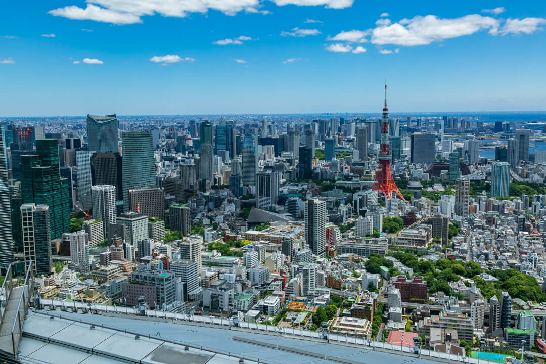 東京シティービュー＆スカイデッキから撮影した東京タワーの写真