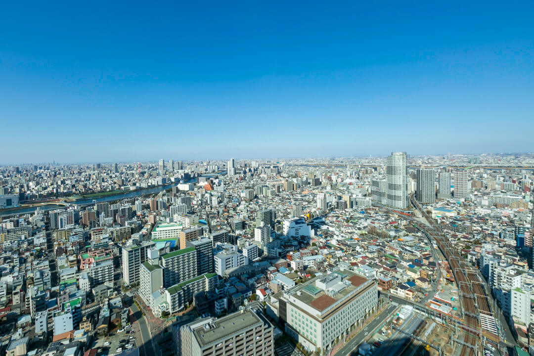 東京ソラマチの展望エリアからみた景色