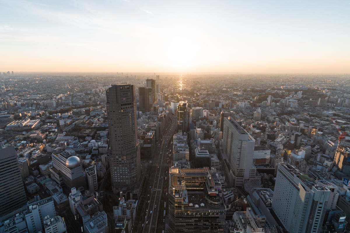 渋谷スクランブルスクエア展望台・渋谷スカイから見る夕日