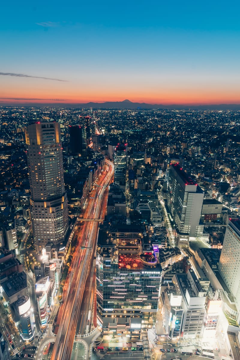 渋谷スクランブルスクエア展望台・渋谷スカイから撮影する西側の夜景