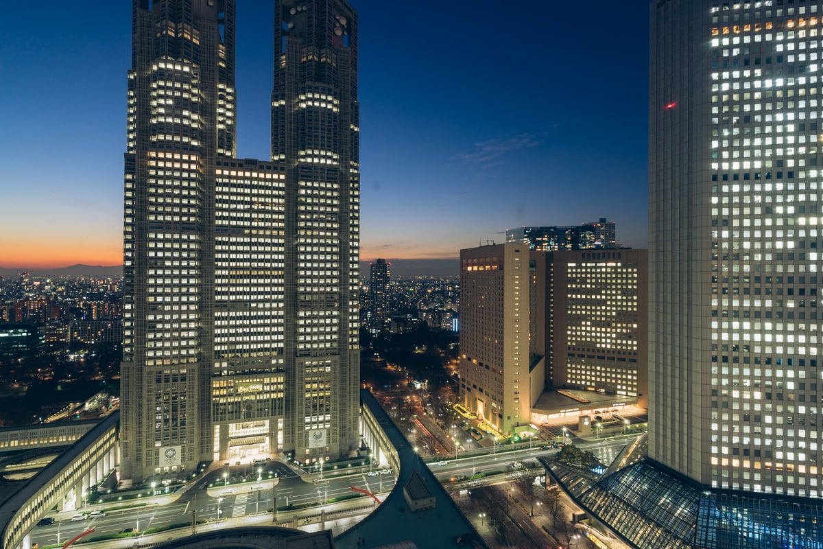 京王プラザホテルから撮影した都庁の夜景