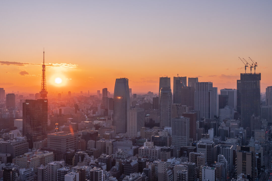 パークホテル東京から眺める夕日