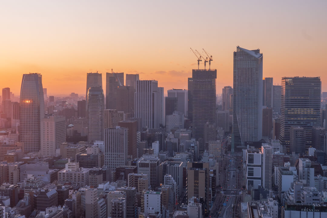 パークホテル東京から眺める夕日