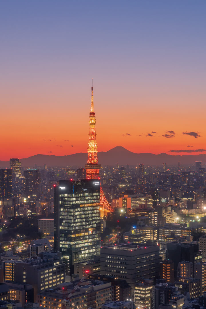 パークホテル東京から眺める東京タワーの夜景