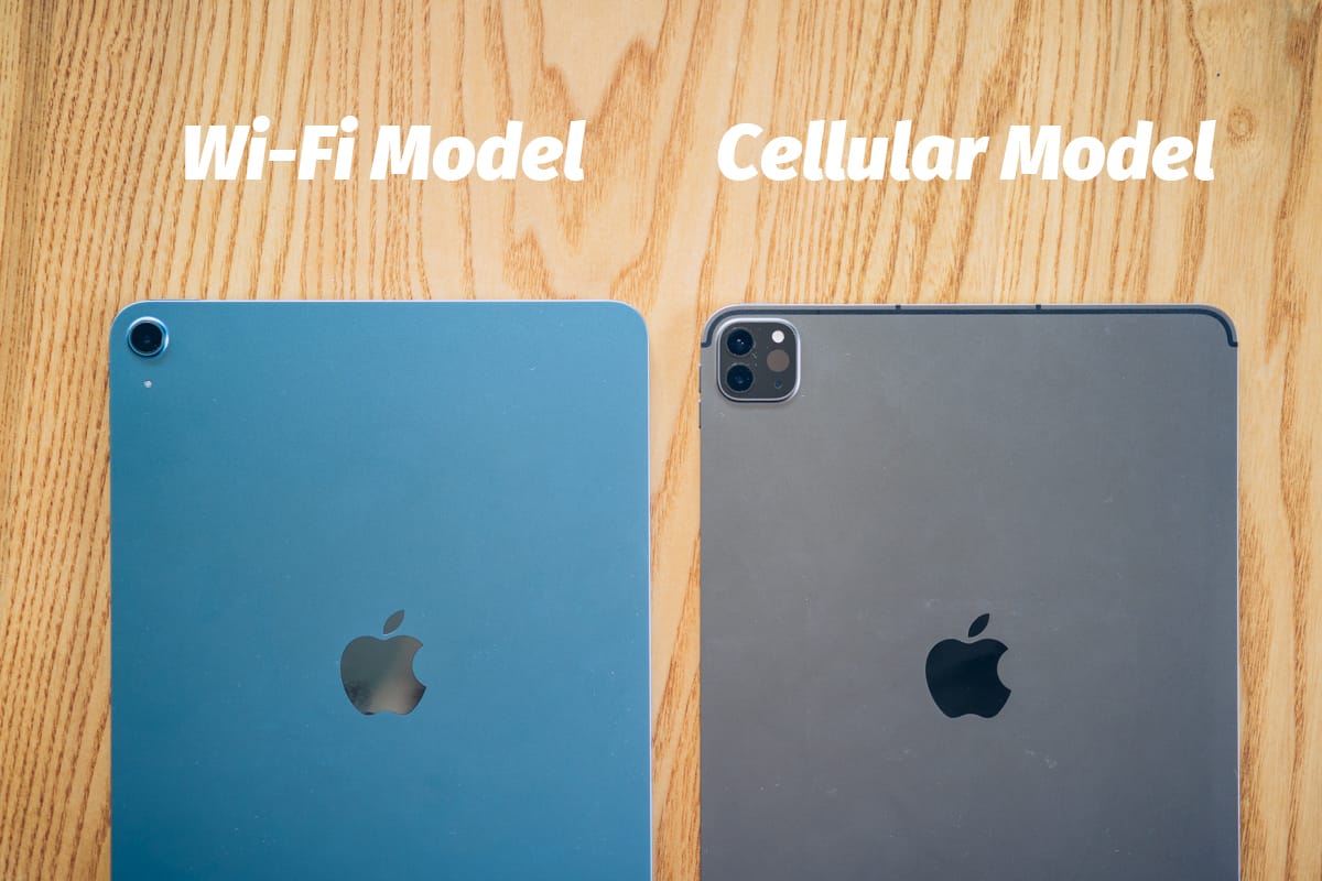 iPad WiFiモデルとセルラーモデルの見た目の違いを撮影した写真